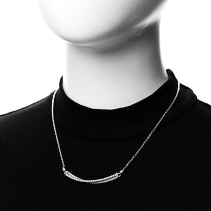 David Yurman Sterling Silver Diamond Crossover Bar Necklace 2 of 6