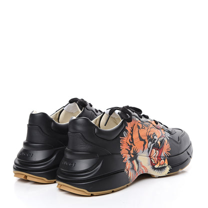 Gucci Calfskin Tiger Print Mens Rhyton Sneakers 11 Black 4 of 8
