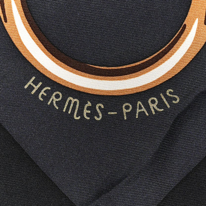 Hermes Silk Figure Artistique Scarf 90 Bleu Noir Brun Chocolate 2 of 5