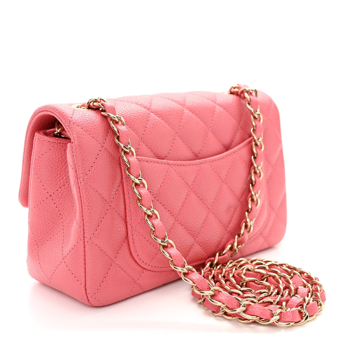 Caviar Quilted Mini Rectangular Flap Dark Pink
