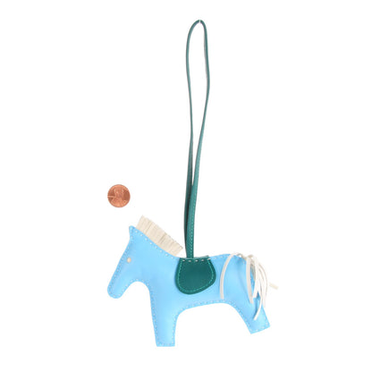 Hermes Milo Lambskin Grigri Rodeo Horse Bag Charm MM Celeste Malachite Craie 2 of 4