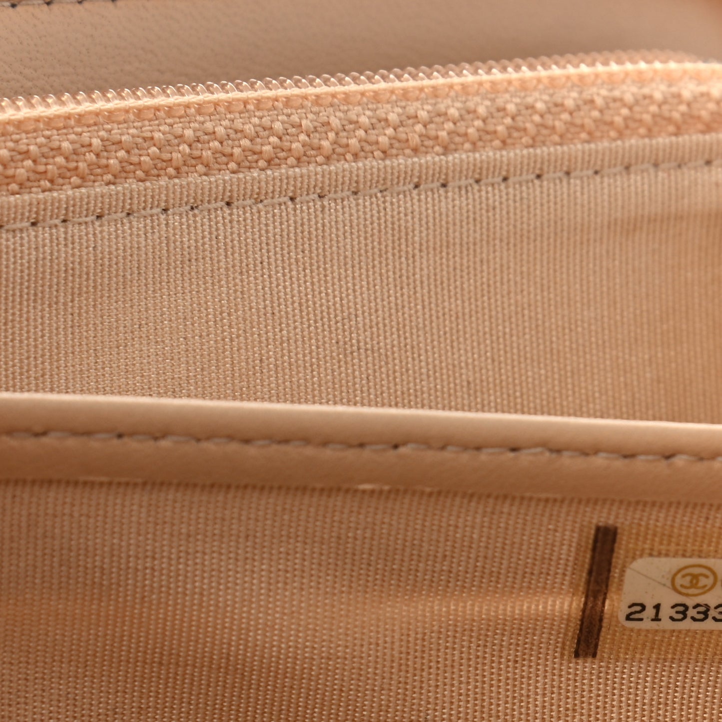 Lambskin Quilted Boy Zip Around Wallet Beige