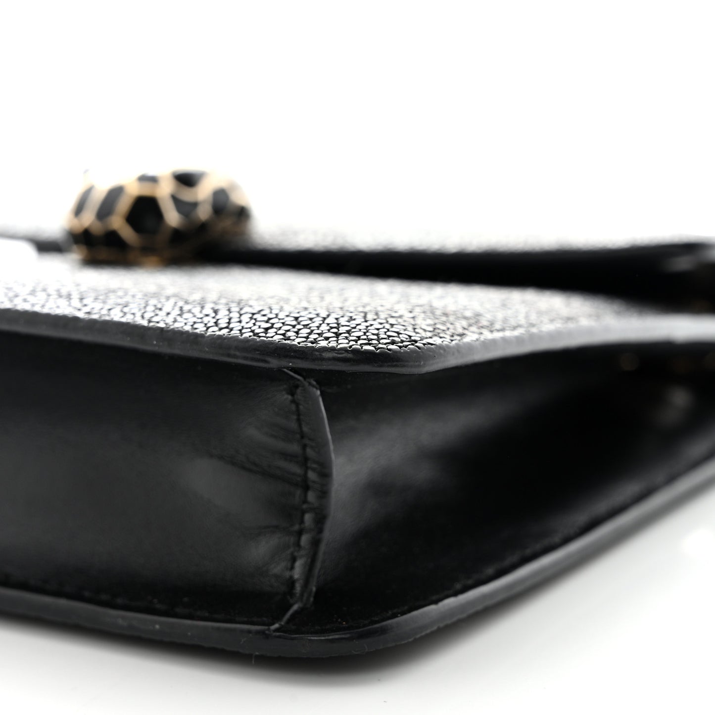 Galuchat Striped Serpenti Forever Crossbody Bag Black Grey