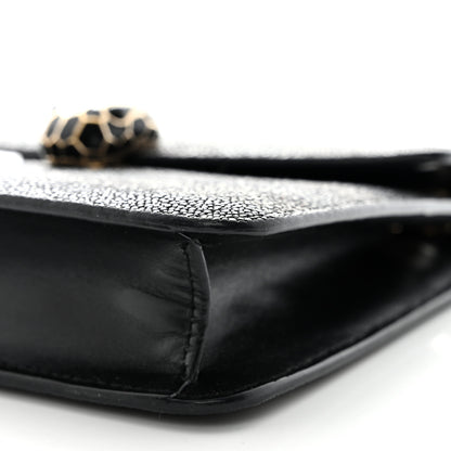 Bulgari Galuchat Striped Serpenti Forever Crossbody Bag Black Grey 10 of 10