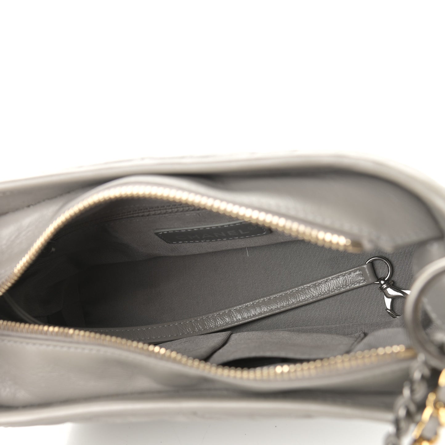 Aged Calfskin Quilted Small Gabrielle Hobo Grey