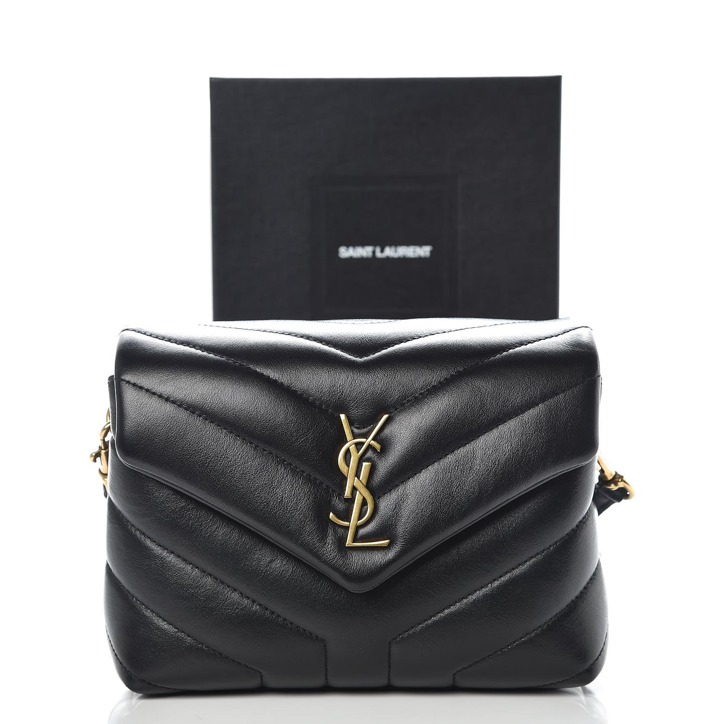 Calfskin Y Quilted Monogram Toy Loulou Crossbody Bag Black
