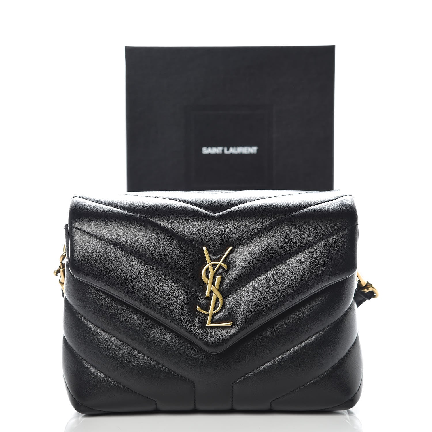 Saint Laurent Calfskin Y Quilted Monogram Toy Loulou Crossbody Bag Black 10 of 10