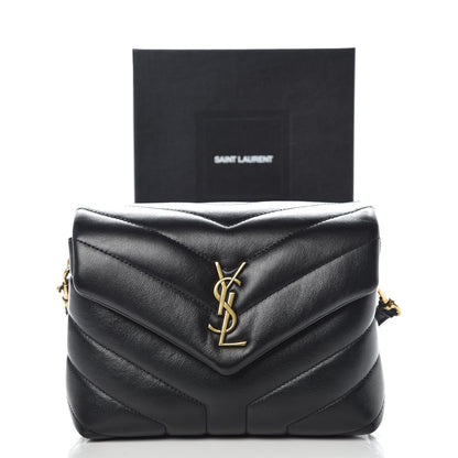 Saint Laurent Calfskin Y Quilted Monogram Toy Loulou Crossbody Bag Black 10 of 10