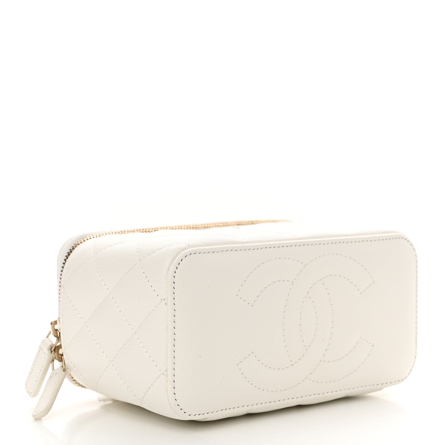 Chanel Caviar Quilted Small Vanity Case With Chain White 4 of 10