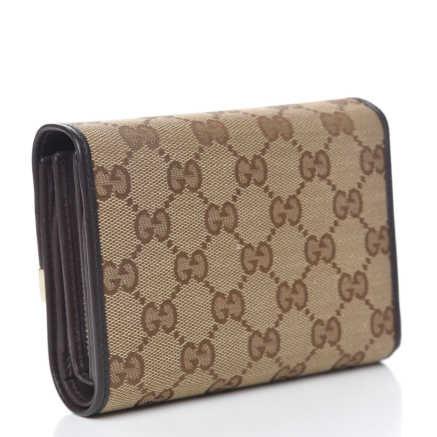 Gucci Monogram Margaux Calfskin Dice Compact Trademark Wallet Beige Ebony Cocoa 3 of 8