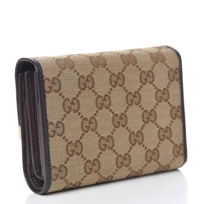 Gucci Monogram Margaux Calfskin Dice Compact Trademark Wallet Beige Ebony Cocoa 3 of 8