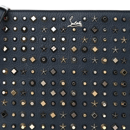 Christian Louboutin Calfskin Star Studded Loubiclutch Crossbody Clutch Navy 7 of 9