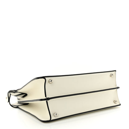 Fendi Vitello Seta Nappa Fendi Roma Stampa Medium Peekaboo I SEE U Satchel White Black 4 of 10