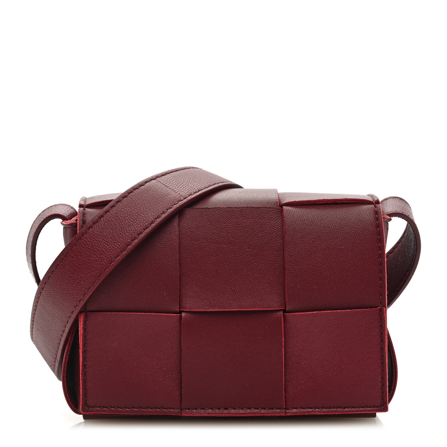 Bottega Veneta Lambskin Maxi Intrecciato Extra Mini Cassette Crossbody Bag Barolo 1 of 9