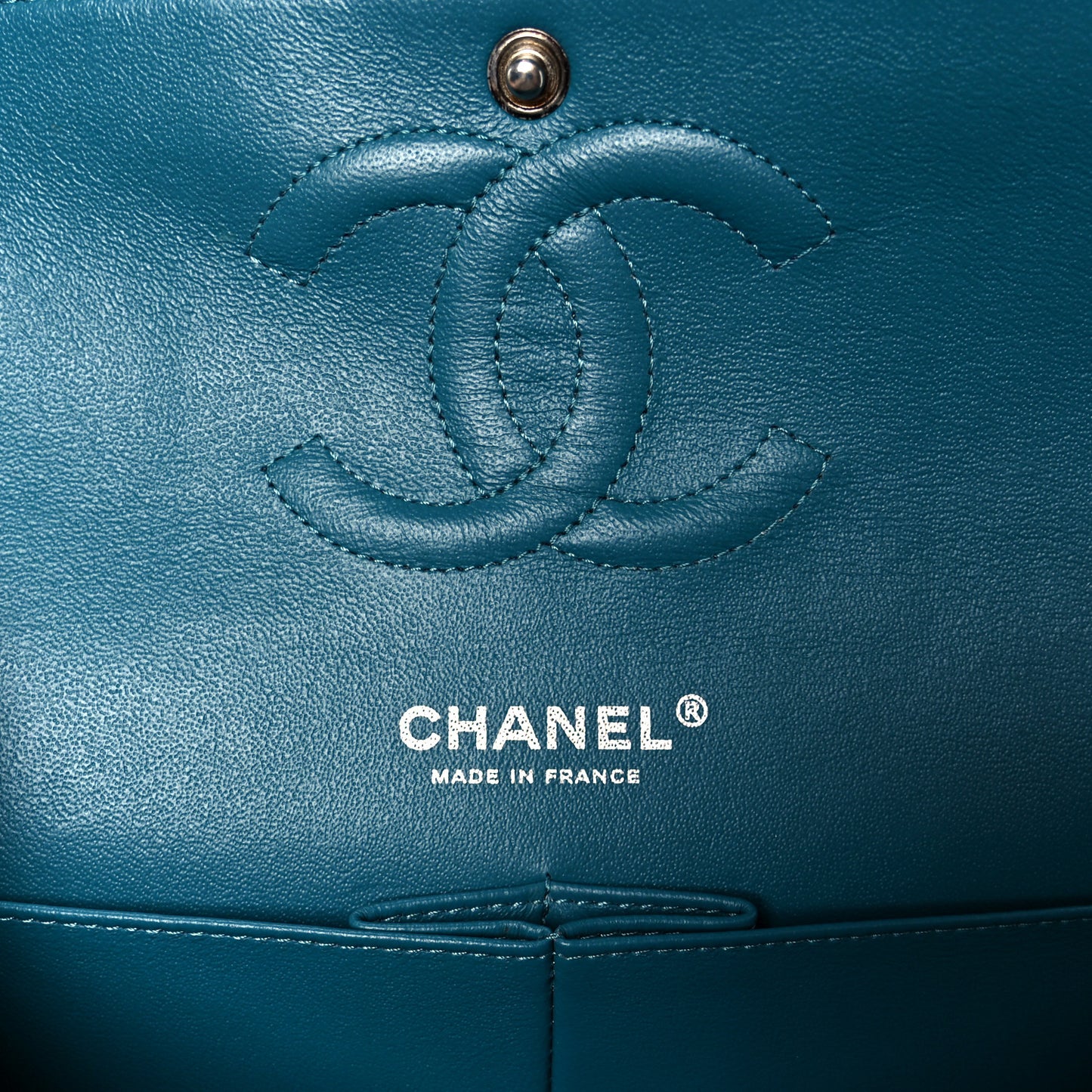 Lambskin Quilted Medium Double Flap Turquoise