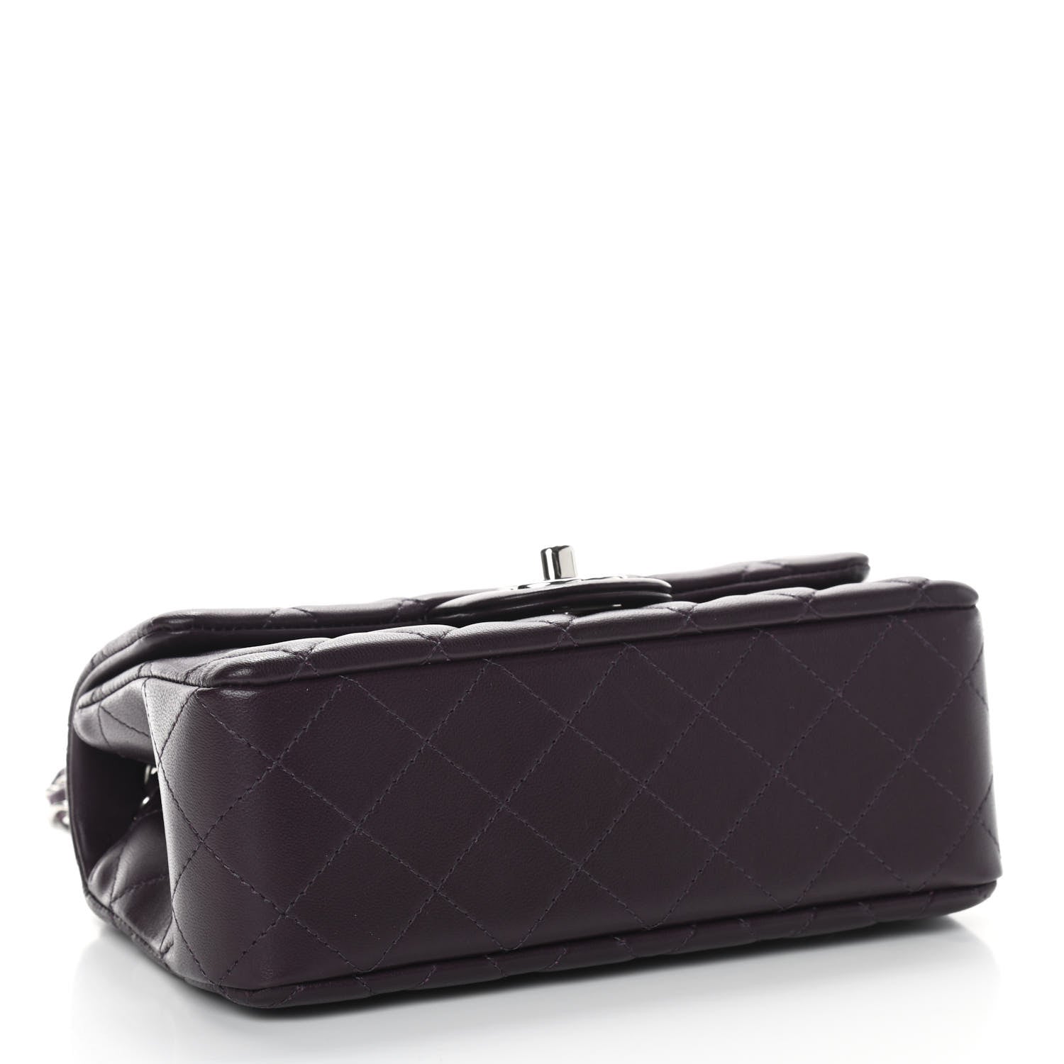 Chanel Lambskin Quilted Mini Rectangular Flap Dark Purple 3 of 8
