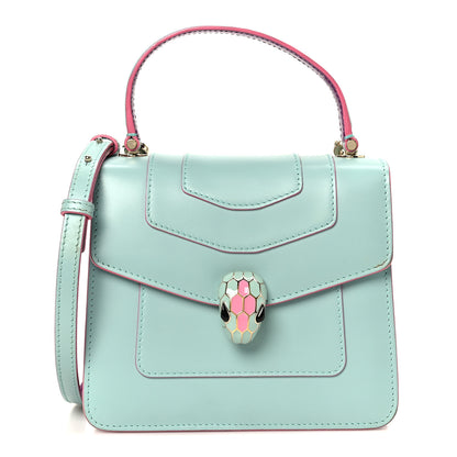 Bulgari Calfskin Serpenti Forever Top Handle Blue Pink 1 of 12