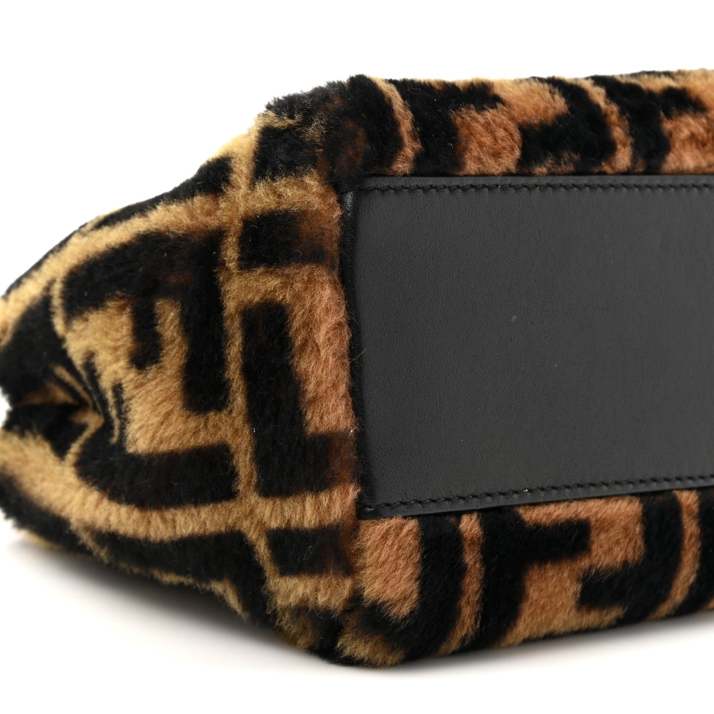 Shearling Nappa Macro FF 1974 Mini Peekaboo Iconic Satchel Tobacco Black