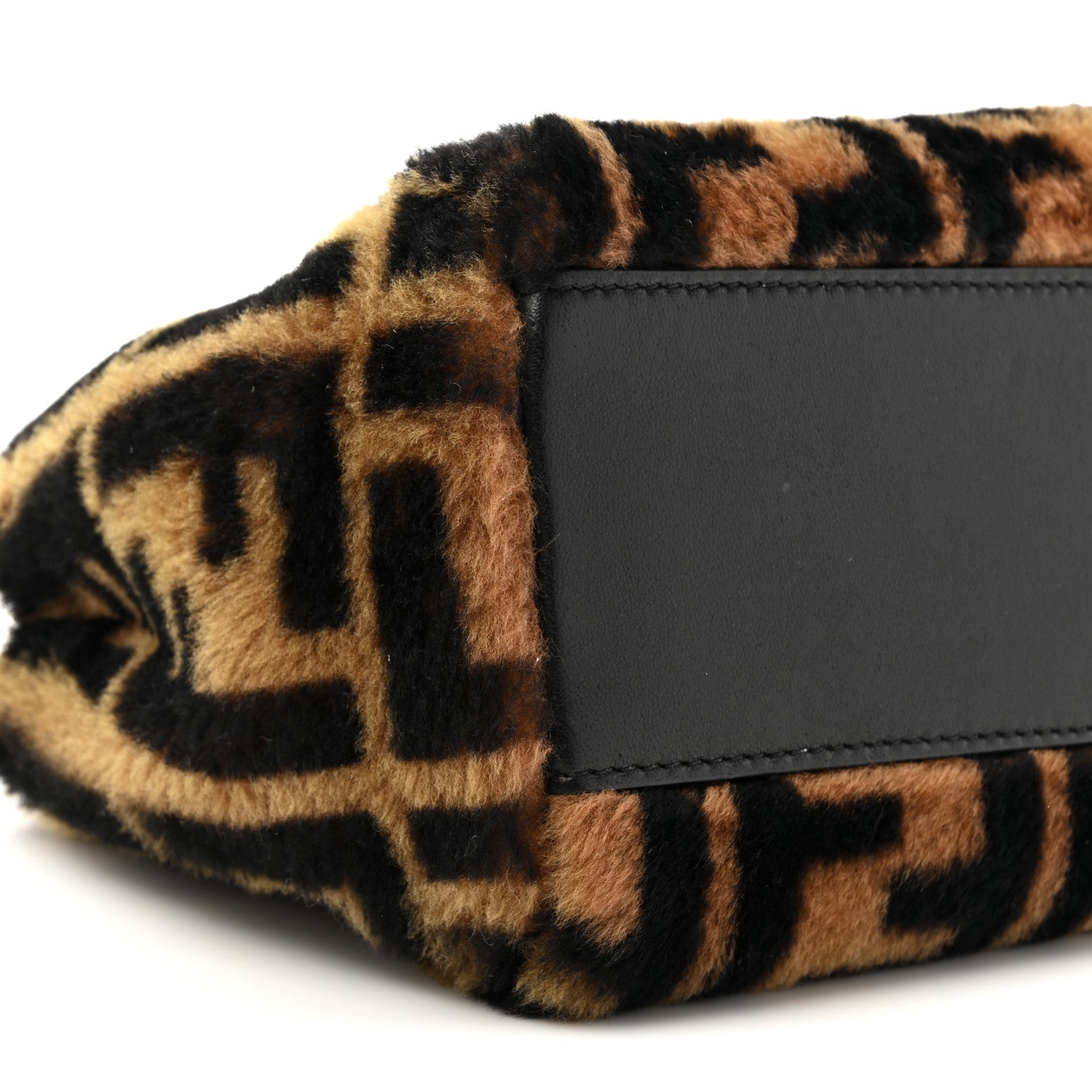 Fendi Shearling Nappa Macro FF 1974 Mini Peekaboo Iconic Satchel Tobacco Black 11 of 11
