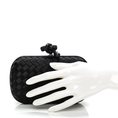 Bottega Veneta Satin Intreccio Impero Knot Clutch Black 2 of 6