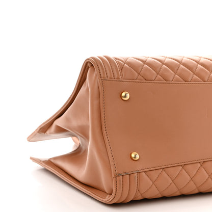 Chanel Calfskin Quilted Boy Shopping Tote Camel 12 of 16