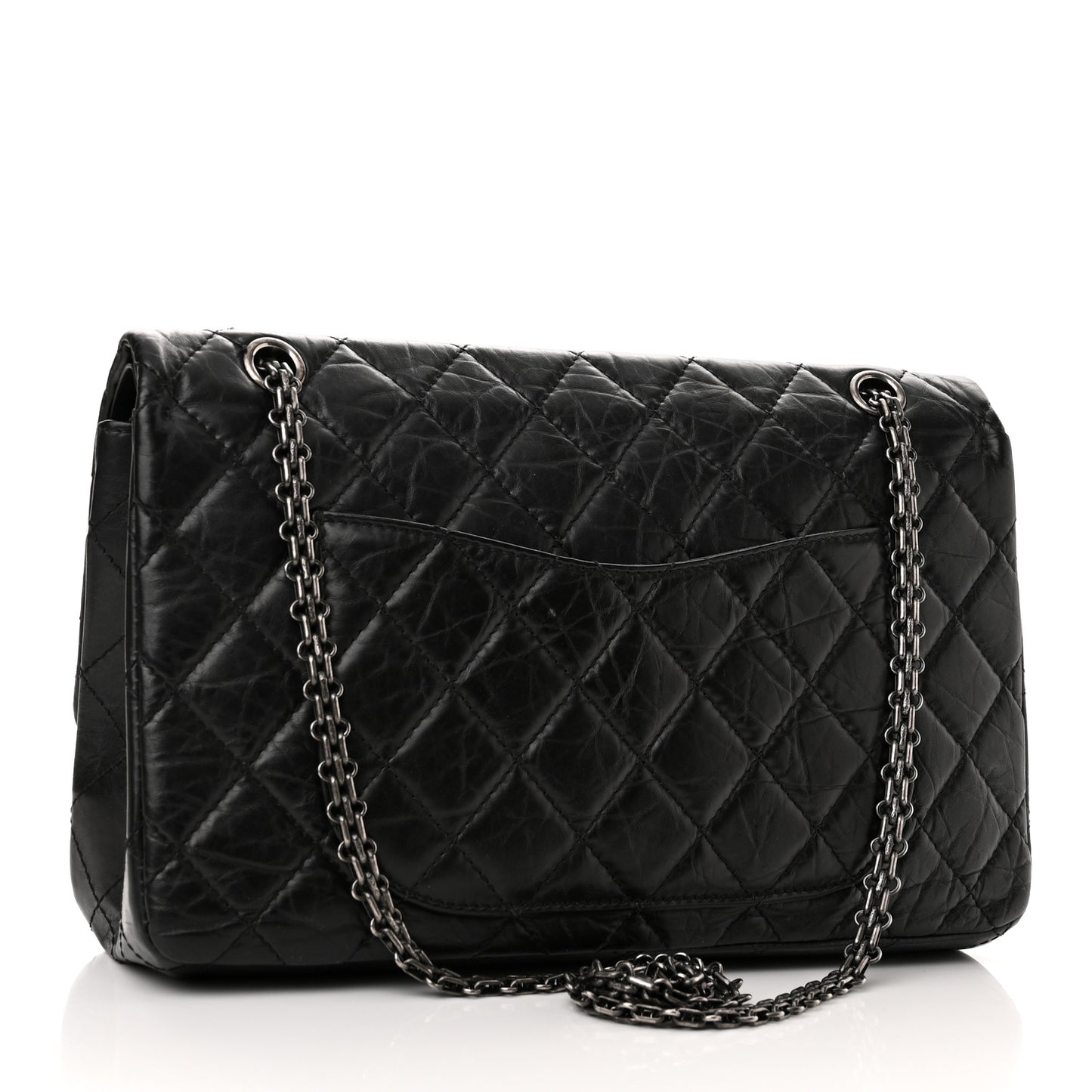 Aged Calfskin Quilted 2.55 Reissue 227 Flap Black