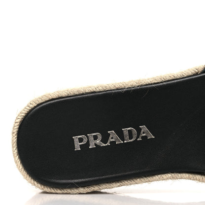 Prada Canvas Logo Espadrilles Sandals 39 Beige Black 7 of 9