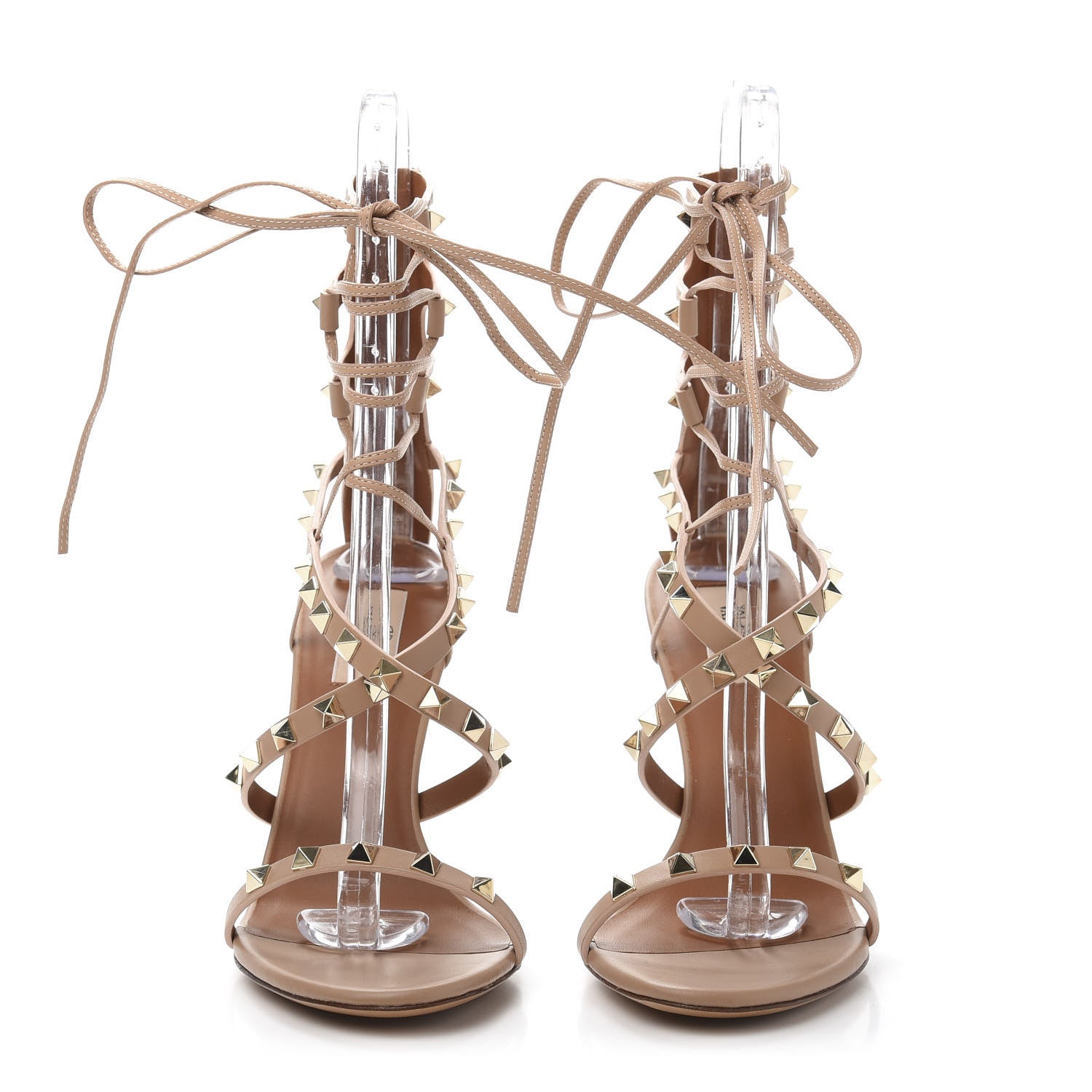 Valentino Garavani Calfskin Rockstud Ankle Wrap Sandals 39.5 Skin Sorbet 2 of 10