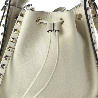 Valentino Garavani Grained Calfskin Rockstud Bucket Bag Light Ivory 9 of 9