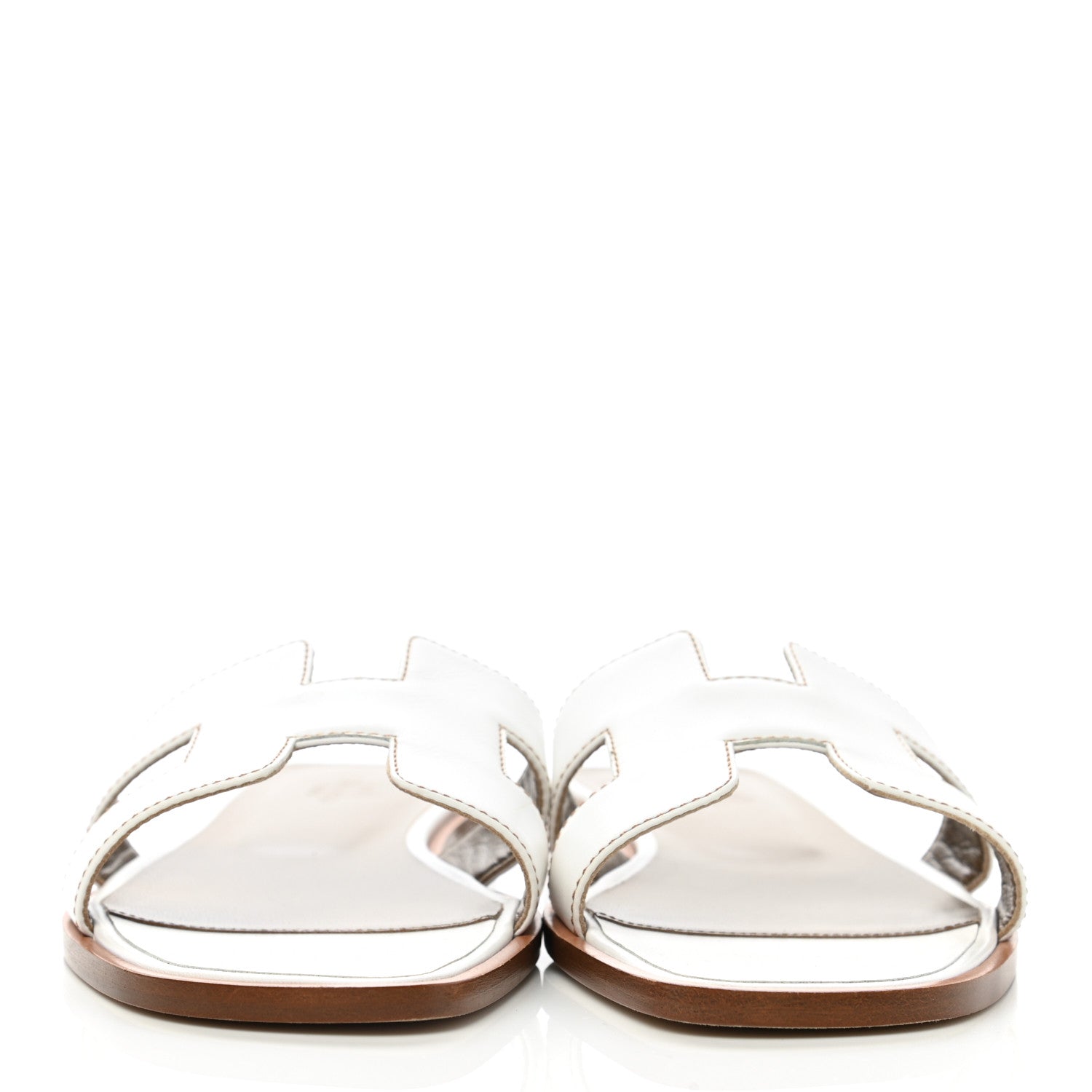 Hermes Box Calfskin Oran Sandals 37.5 White 2 of 10