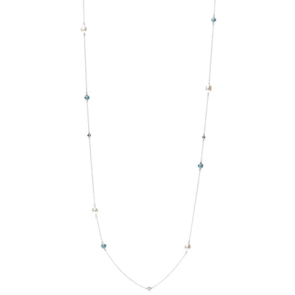 Tiffany Sterling Silver Diamond Pearl Turquoise Elsa Peretti Color By The Yard Sprinkle Necklace 1 of 7