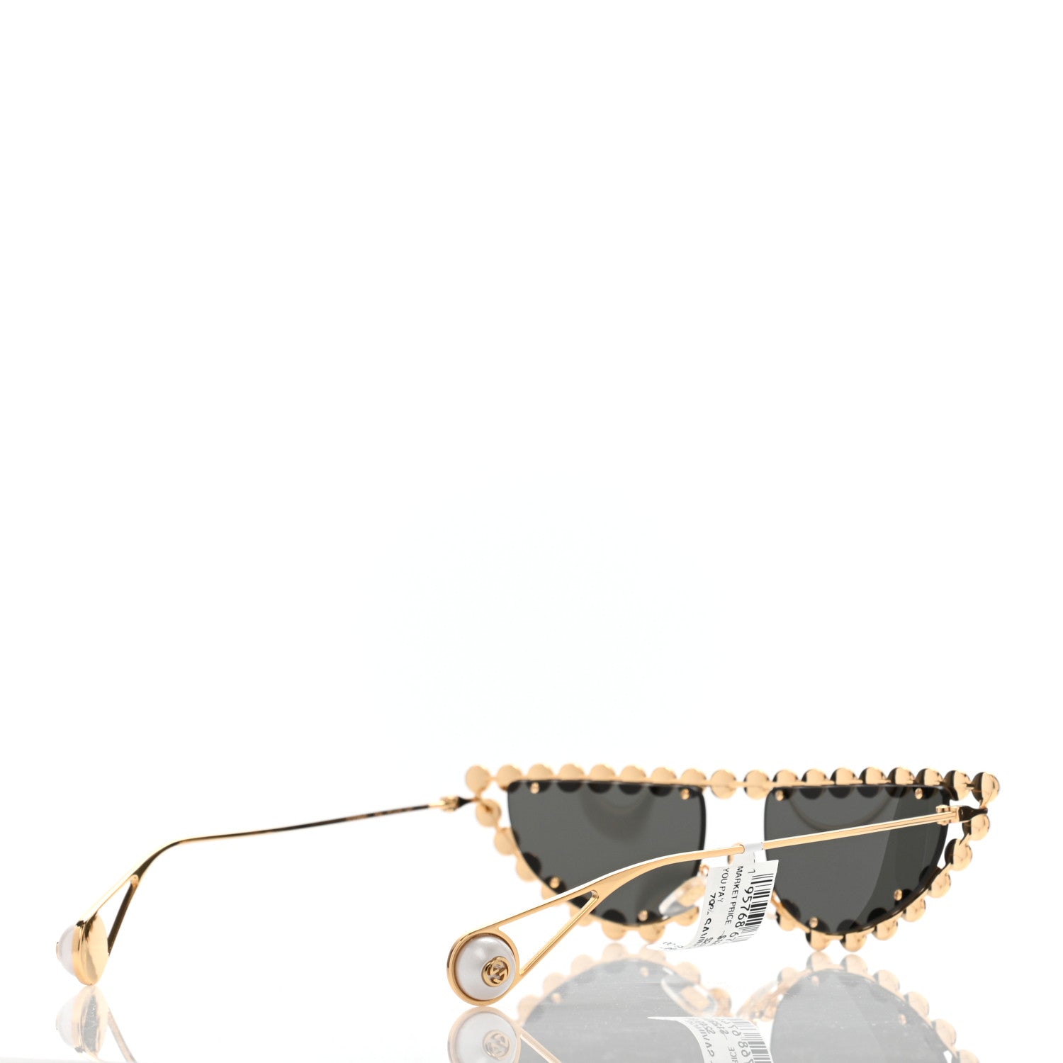 Gucci Metal Pearl Cat Eye Sunglasses GG0364S Gold 3 of 7