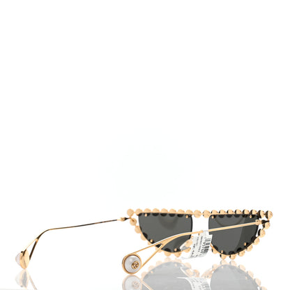 Gucci Metal Pearl Cat Eye Sunglasses GG0364S Gold 3 of 7