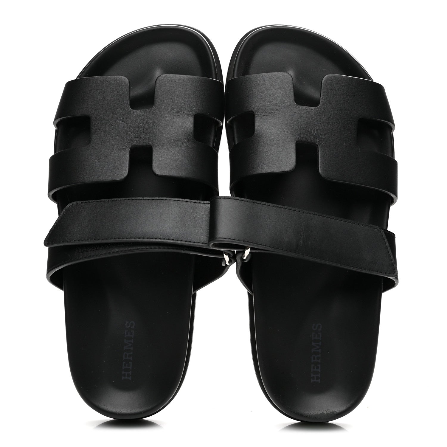 Hermes Calfskin Womens Chypre Sandals 36.5 Black 2 of 9