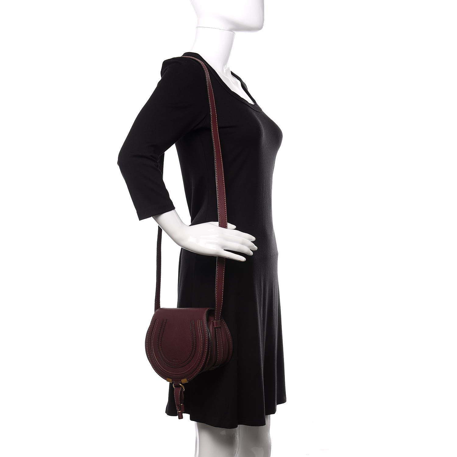 Chloe Calfskin Mini Marcie Round Crossbody Bag Dark Velvet 2 of 15