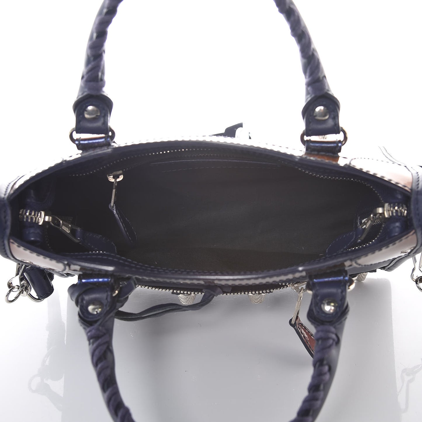 Smooth Calfskin Metallic Patent Giant 12 Silver Hardware Mini City Ultraviolet