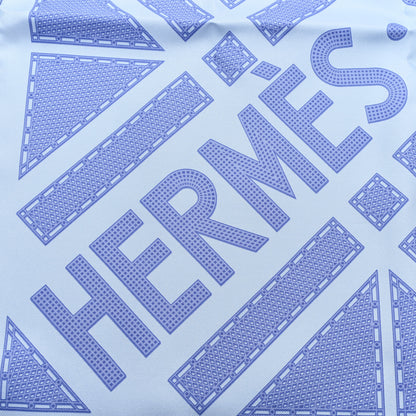 Hermes Silk Gavroche Sellier Pocket Square Scarf Bleu Ciel Lavande 2 of 3