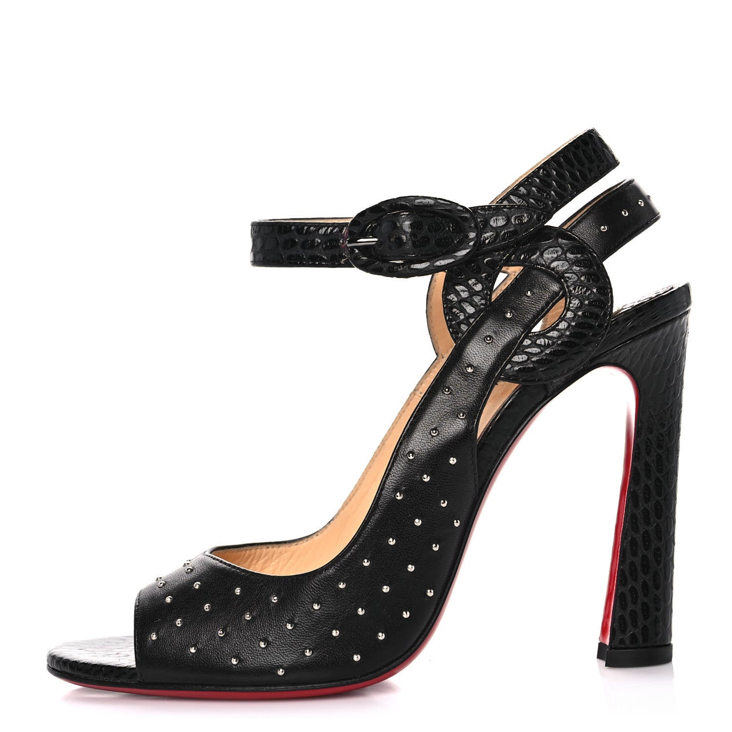 Nappa Calfskin Snakeskin Studded Loopinga 100 Pumps 37 Black