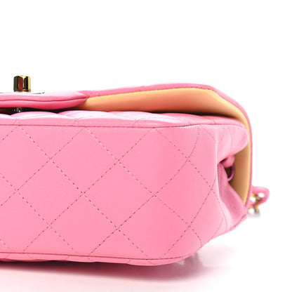 Chanel Lambskin Quilted Mini Rectangular Flap Pink Yellow 9 of 9