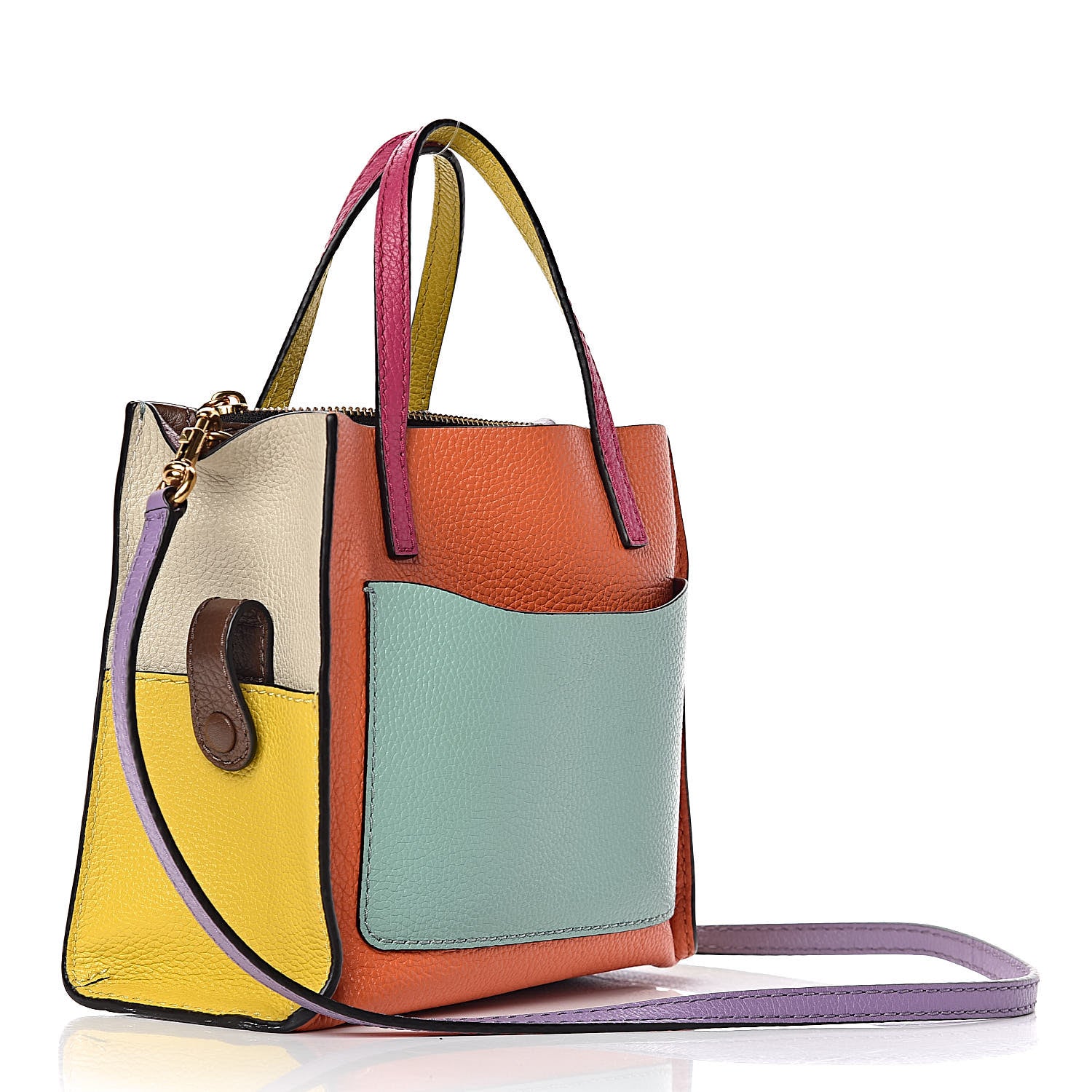 Marc Jacobs Grained Calfskin Colorblock Mini Grind Tote Surf Multi 3 of 12