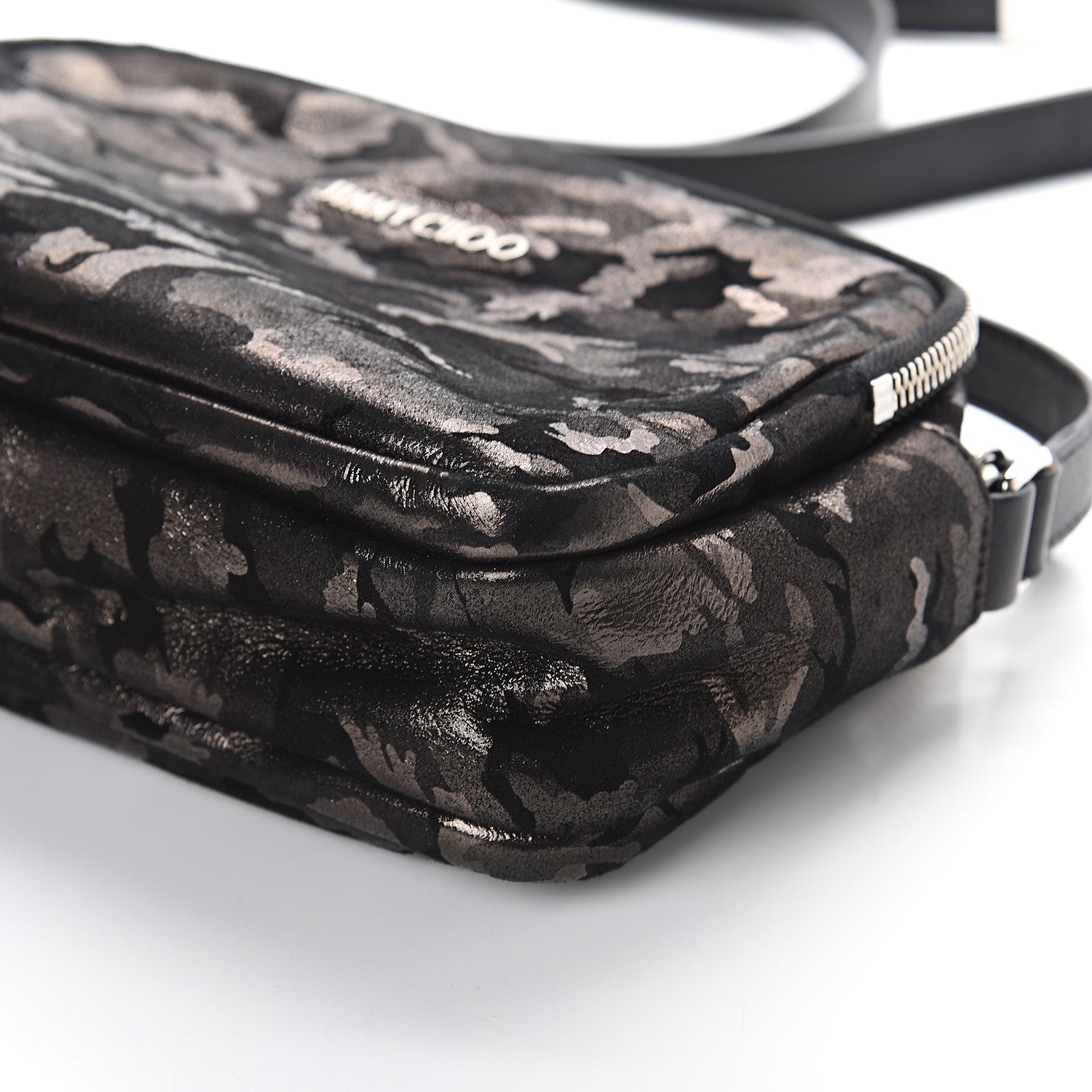 Jimmy Choo Metallic Nappa Camo Opal Crossbody Bag Black Gunmetal 10 of 10