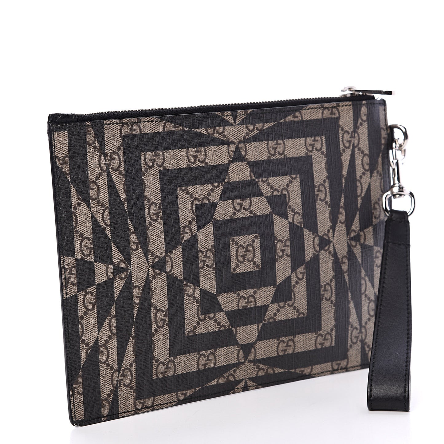 GG Supreme Monogram Caleido Wristlet Black