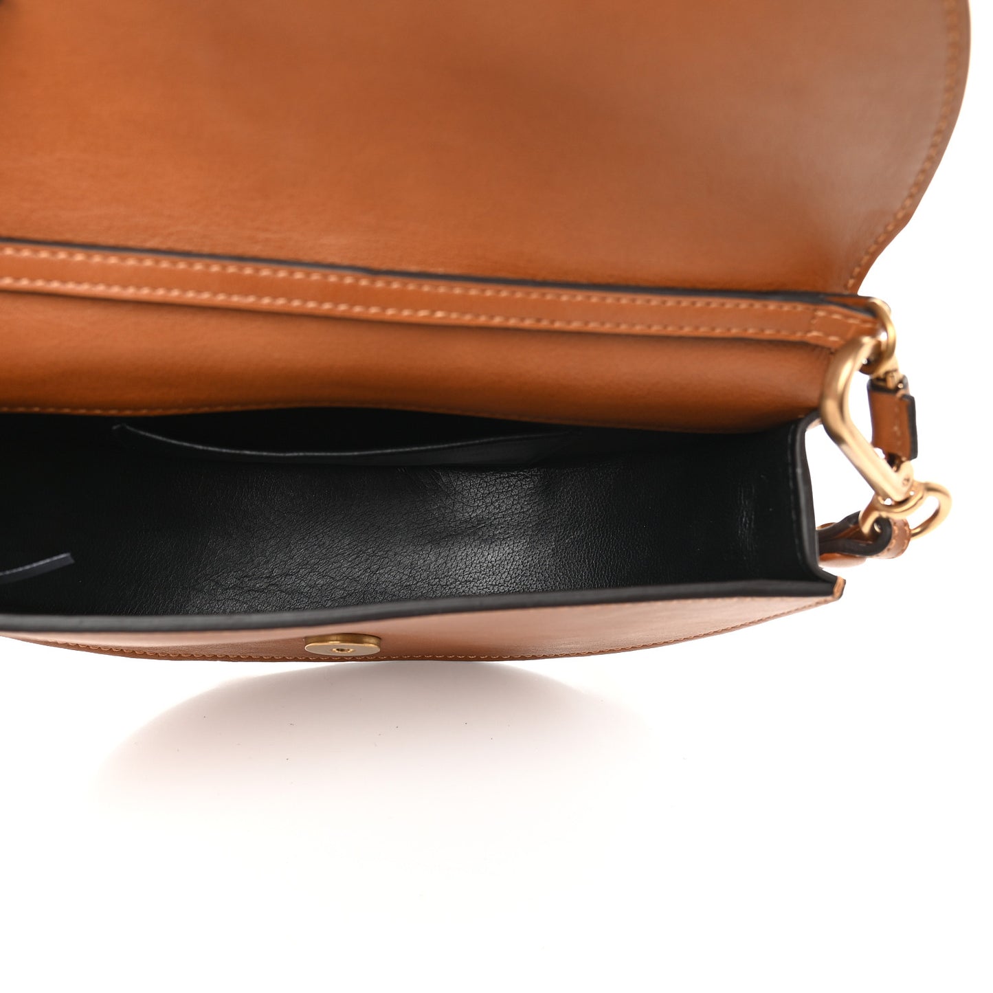 Calfskin Small Nile Bracelet Minaudiere Bag Caramel