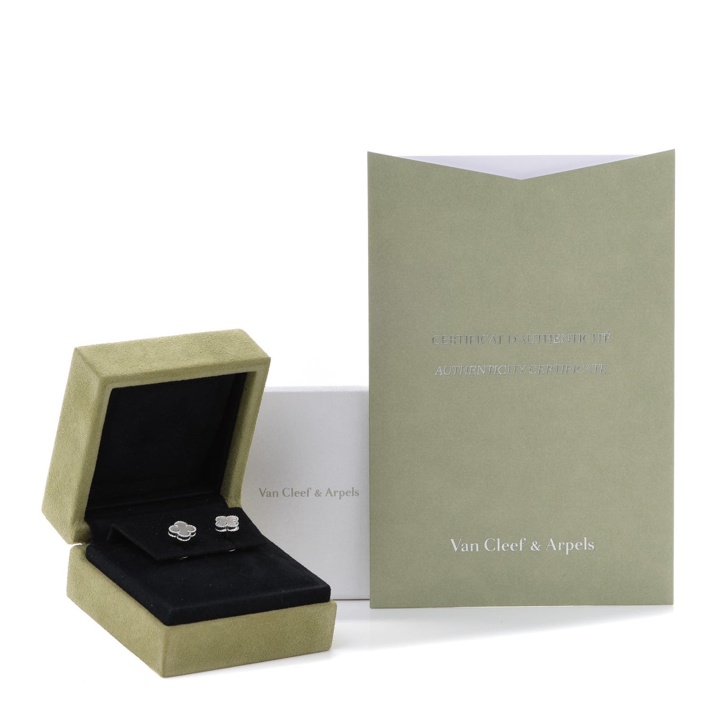 18K White Gold Mother of Pearl Sweet Alhambra Earrings