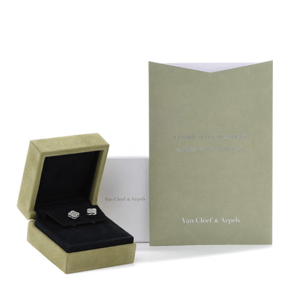 Van Cleef & Arpels 18K White Gold Mother of Pearl Sweet Alhambra Earrings 5 of 5