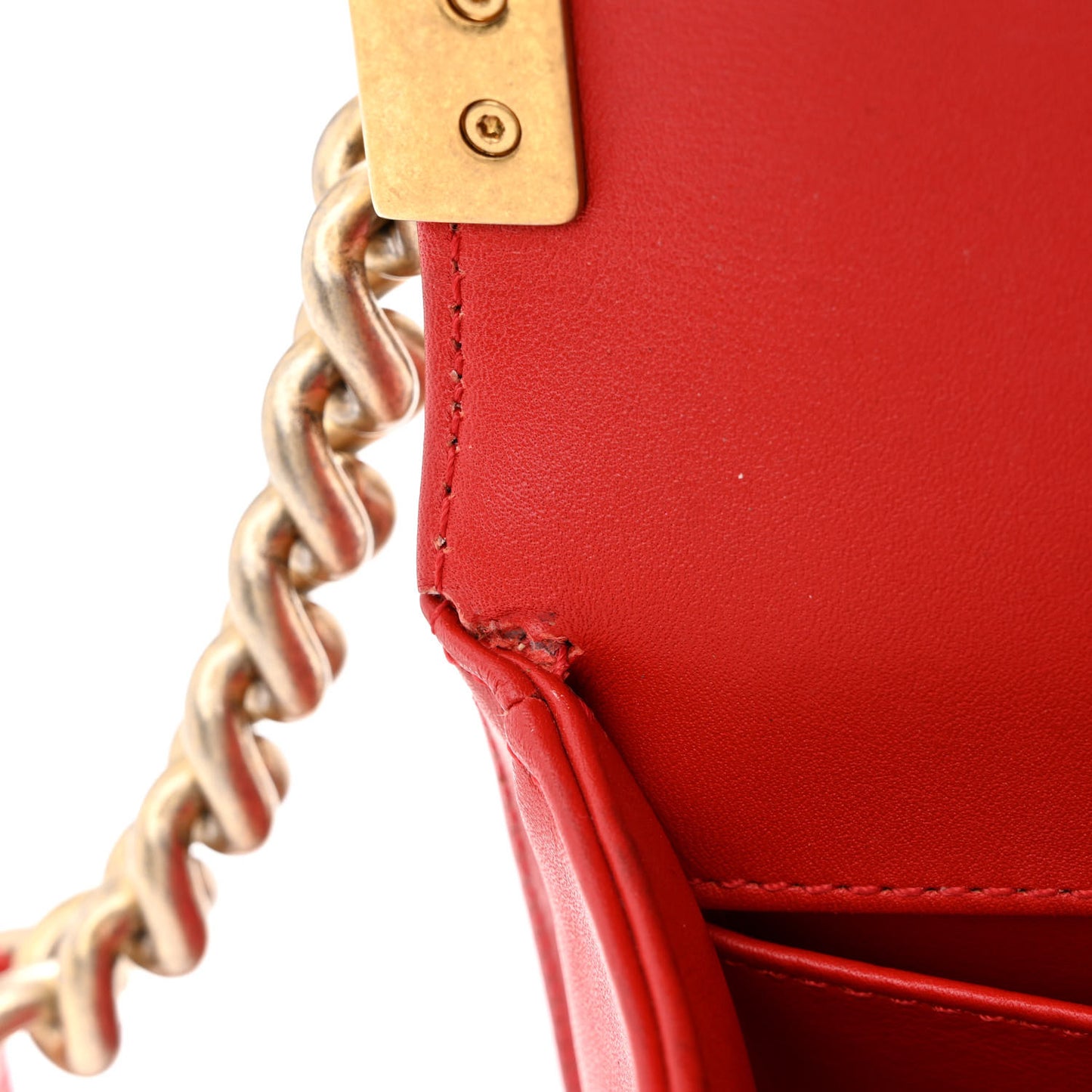 Snakeskin Medium Boy Flap Red