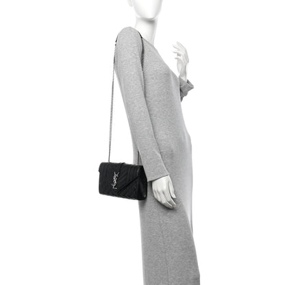 Saint Laurent Grain De Poudre Textured Mixed Matelasse Triquilt Small Monogram Satchel Black 2 of 9