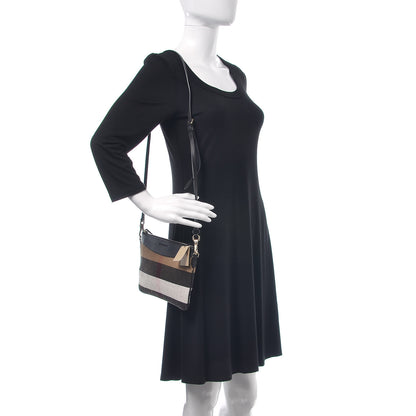 Burberry Mega Check Peyton Crossbody Clutch Bag Black 2 of 8