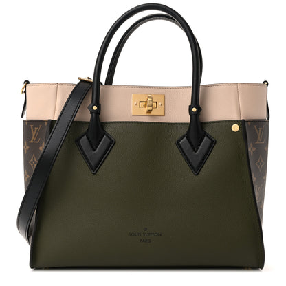 Louis Vuitton Calfskin Monogram On My Side MM Laurier Green Toffee Latte Beige 1 of 9