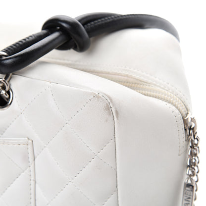 Chanel Calfskin Quilted Large Cambon Bowler White Black 16 of 17
